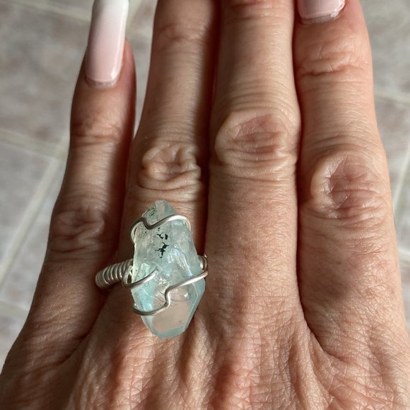 Light Blue Crystal Size 7 Wire Ring - Picture 5 of 7